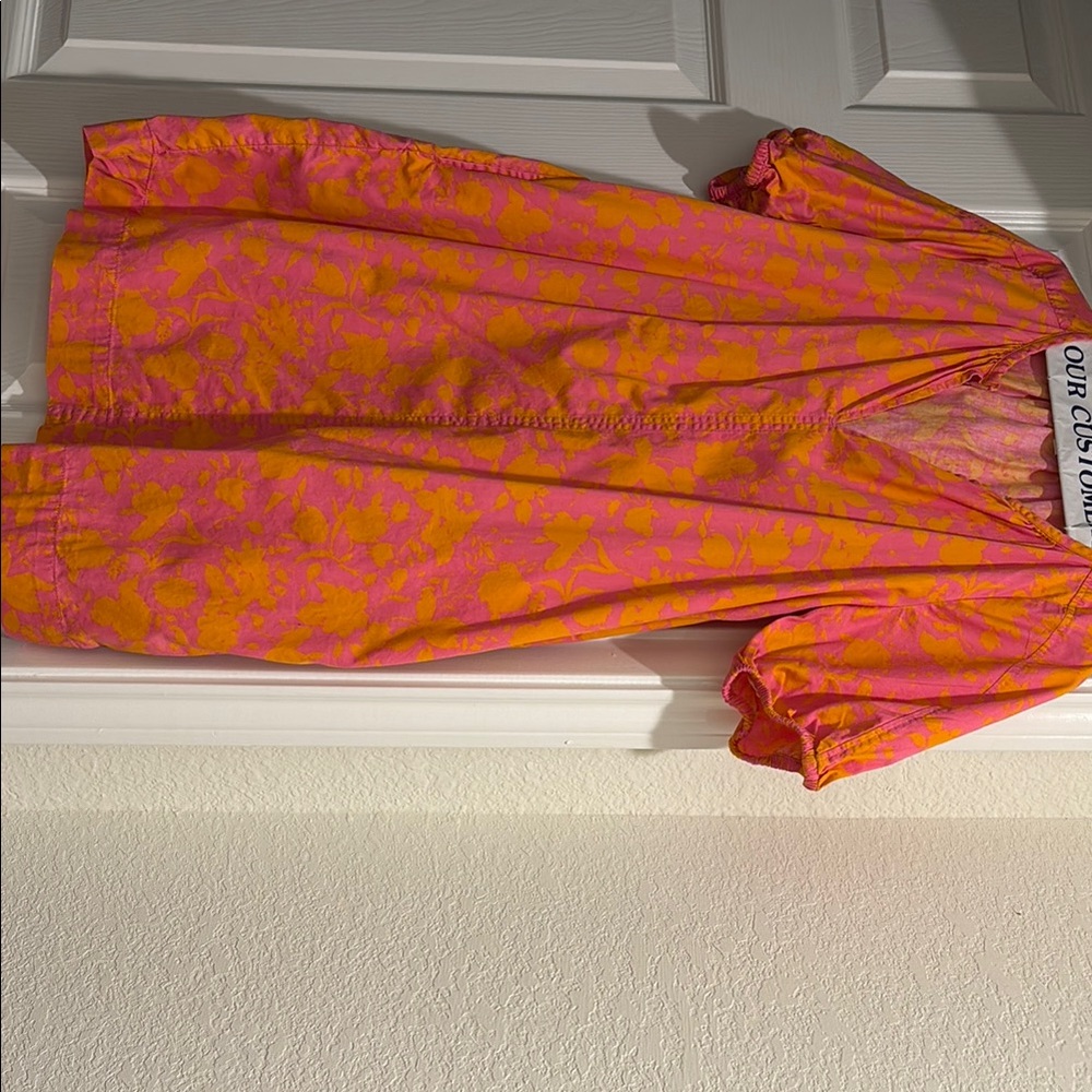 Vibrant Pink and Orange Midi Dress